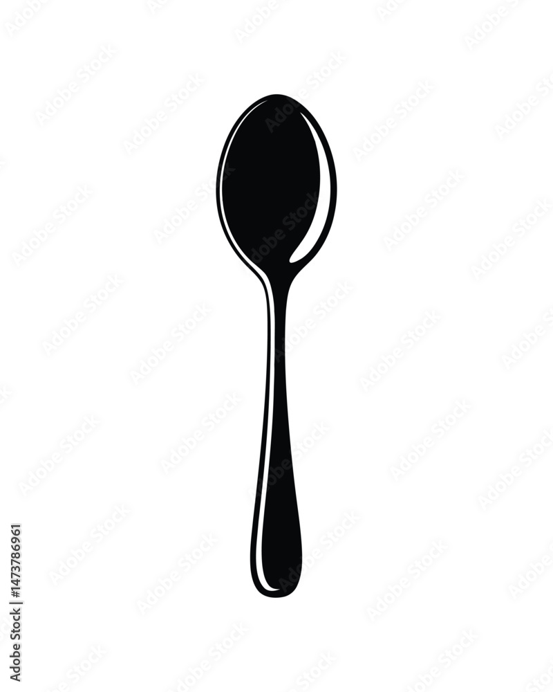 Isolated silhouette of a teaspoon with an elongated handle on transparent background Isolated silhouette of a teaspoon with an elongated handle on transparent background