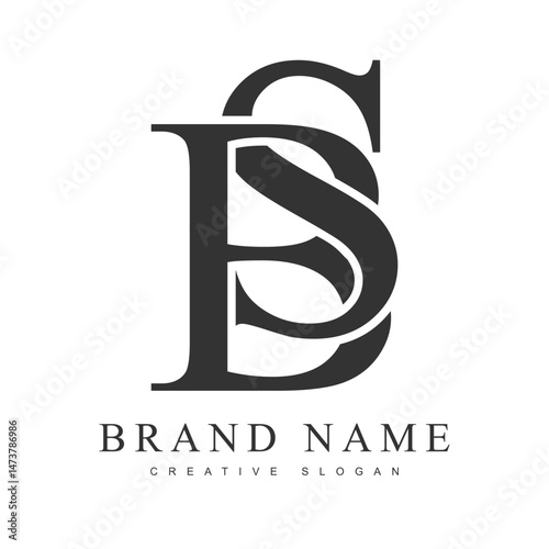 BS trendy logotype template. Initial letter b and s classic font style. Creative logo for company name or identity.