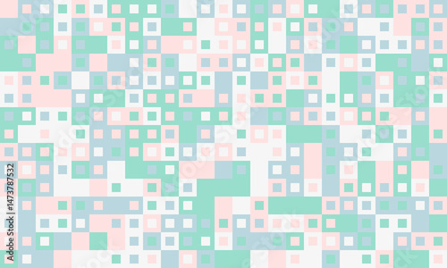Abstract pastel square mosaic pattern.  Perfect for backgrounds, textiles, or website design. Soft, calming colors create a gentle, modern aesthetic.