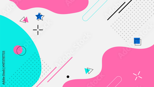 Abstract freeform shape geometric pastel color on white background memphis style.