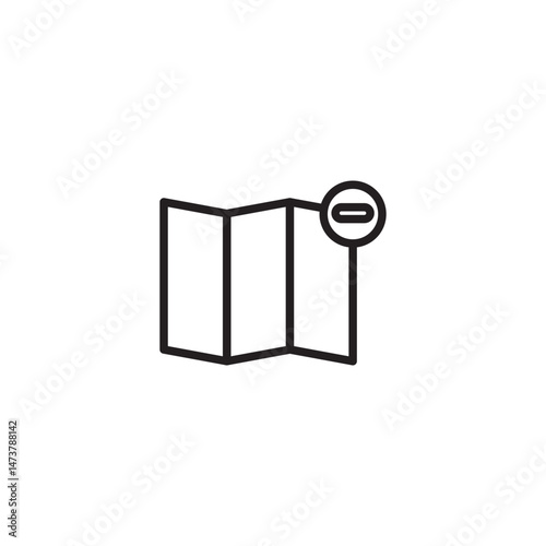 A stylized folded map icon has a "no entry" or prohibition symbol (a circle with a horizontal line) overlaid on its upper right corner, suggesting a restricted or unavailable map.