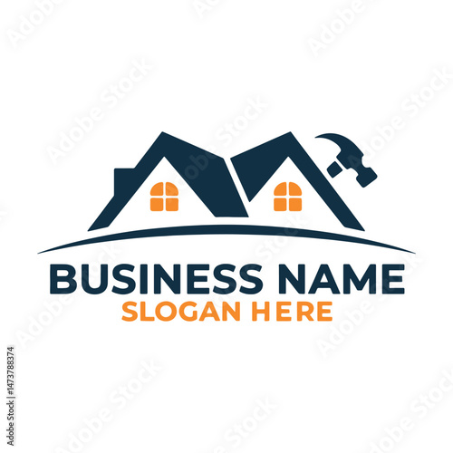 Real Estate Repair Logo Design, Construction Repair Logo Design Vector