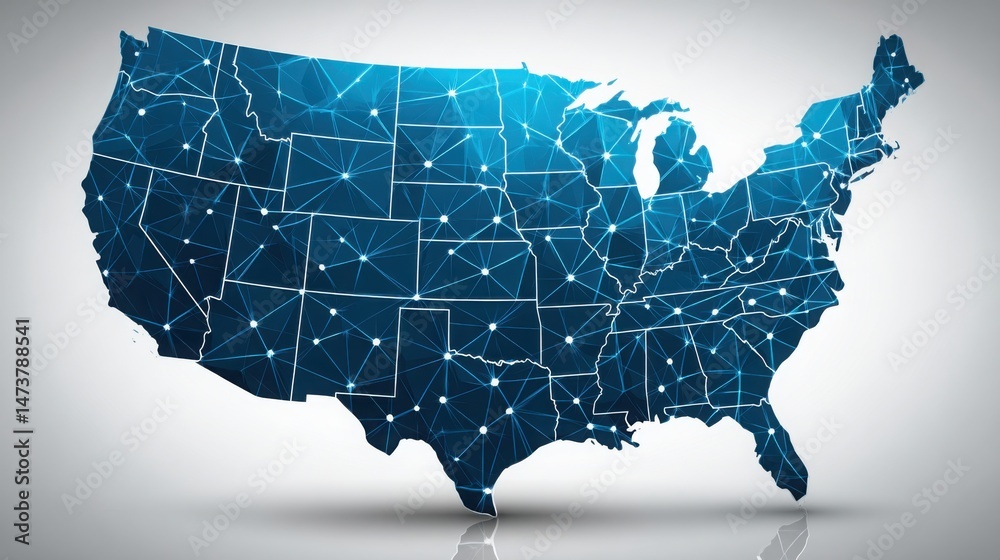 Obraz premium The united states with a detailed map illustrating financial maturity model concept and growth stages in the economy