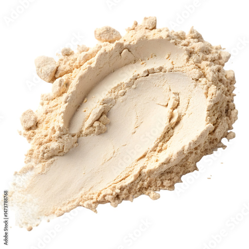 Almond powder on white background
