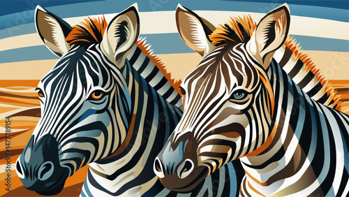 portrait Closeup Two zebras with intertwined necks displaying bold black and white stripes, captured in close-up, natural lighting, wildlife scene  Very beautiful