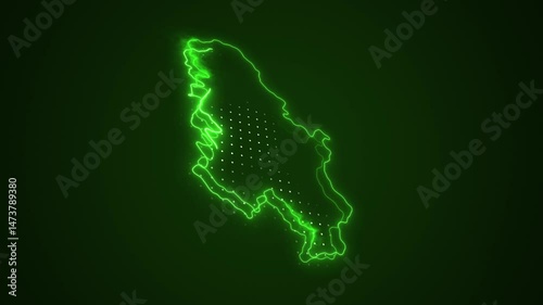 3D Neon Green Serbia Map Borders Outline Loop Background