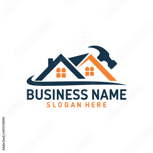 Real Estate Repair Logo Design, Construction Repair Logo Design Vector