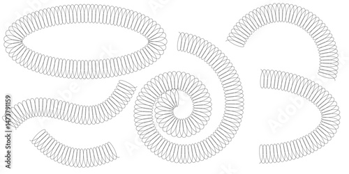 Spring spiral coil icon set with elegant line art perfect for modern design projects seasonal decorations minimal illustrations and creative visual elements for web or print