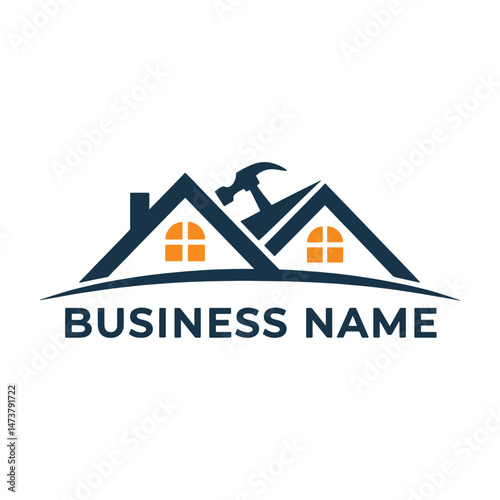 Real Estate Repair Logo Design, Construction Repair Logo Design Vector