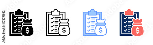 Budget icon sheet multiple style collection