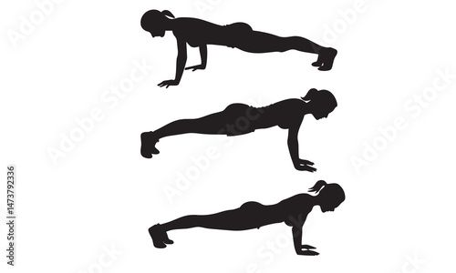 Set of push up Pose silhouette