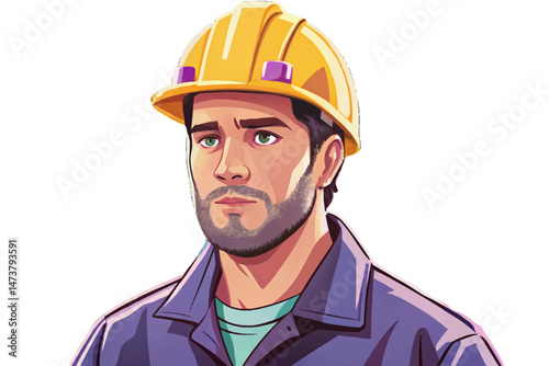 Industrial engineers wearing hard hats working inside a large manufacturing factory, focusing on machinery, teamwork, and safety protocols. Ideal for concepts of industry, production, engineering