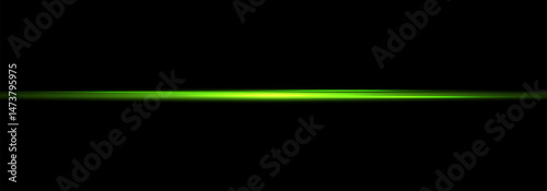Green Neon Light Trails with Glow Effect and Motion Lines. Abstract Streaks, Starburst Shine, Sunshine Beam, and Transparent Light Flare Overlay for Sci-Fi or Futuristic Vector Design