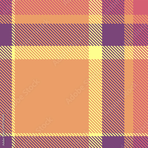 Foot tartan plaid background, faded seamless texture textile. Girl check pattern fabric vector in orange and magenta colors.