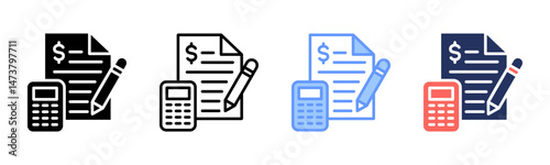 Accounting icon sheet multiple style collection