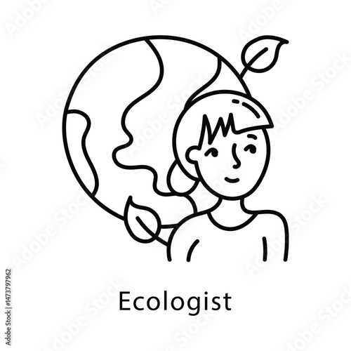 Ecologist Vector Outline Style Icon. Eps 10 File