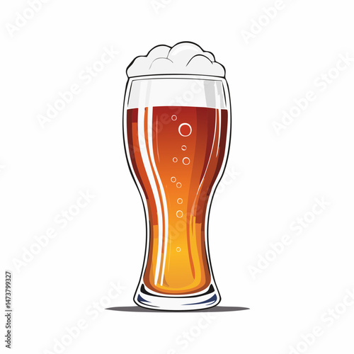 Refreshing Pint of Beer: A tall glass of amber beer with a thick, creamy head, perfect for a hot summer's day or a relaxing evening.