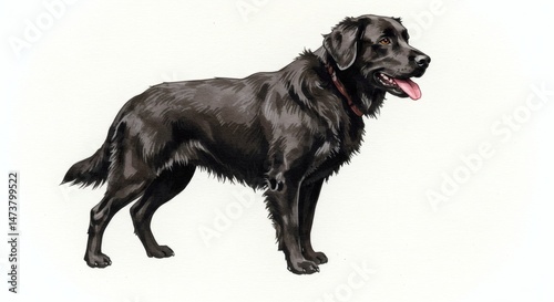 Gleaming Black Labrador tongue joyfully lolling