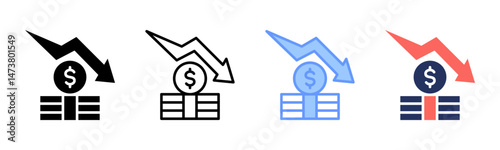 Economic Crisis icon sheet multiple style collection