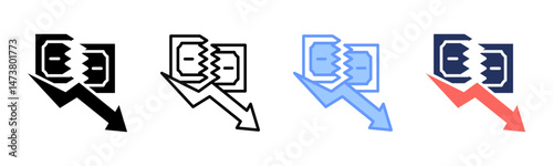 Bankruptcy icon sheet multiple style collection