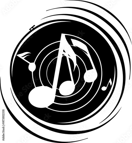 Black and white music store logo vector illustration