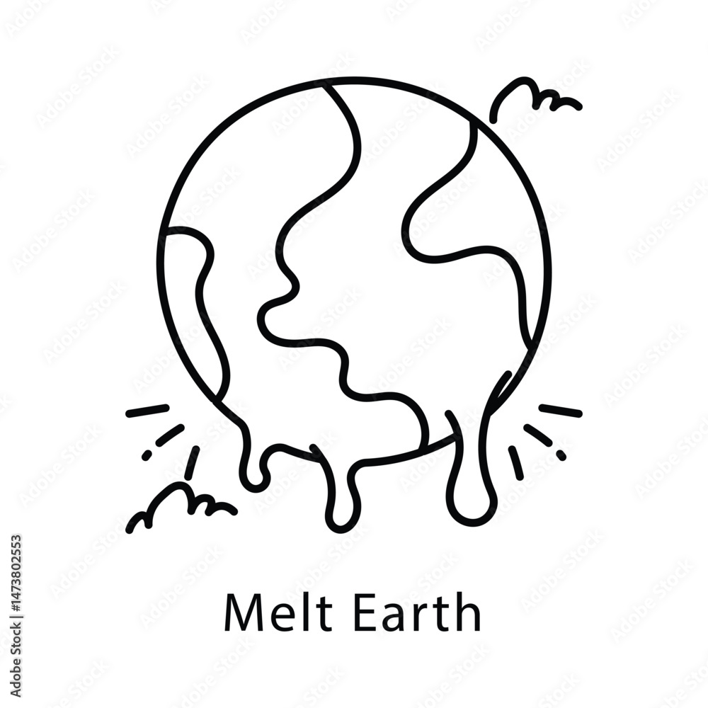 Melt Earth Vector Outline Style Icon. Eps 10 File Melt Earth Vector Outline Style Icon. Eps 10 File