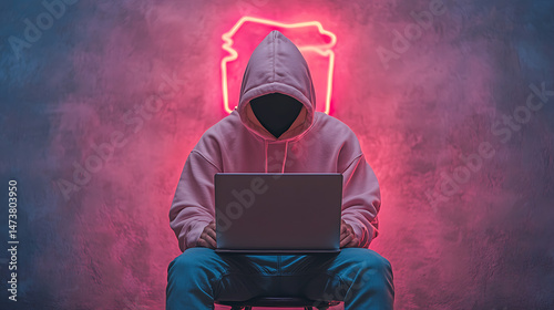 Hacker Neon Sign Laptop.