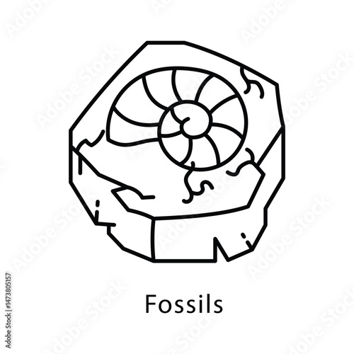 Fossils Vector Outline Style Icon. Eps 10 File