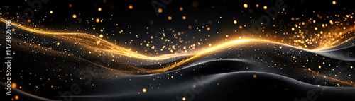 Black luxury background with golden line elements