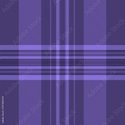 Crossed check fabric seamless, symmetry plaid textile vector. Club tartan background texture pattern in indigo color.