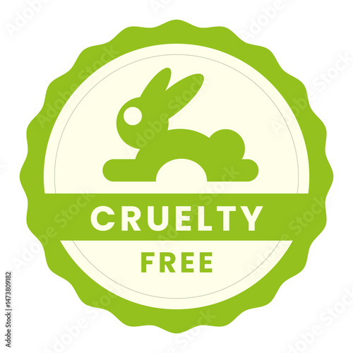 Cruelty free concept logo design with rabbit symbol. Not tested on animals icon . Isolated vector  Illustration