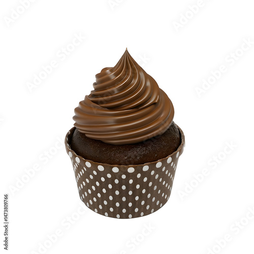 chocolate cupcake isolated on  transparent background