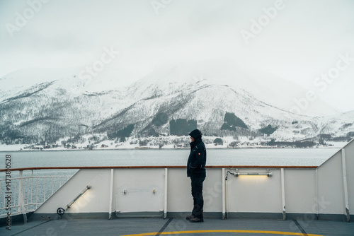 Winter Passengers Viewing Arctic Scenery from Hurtigruten Cruise