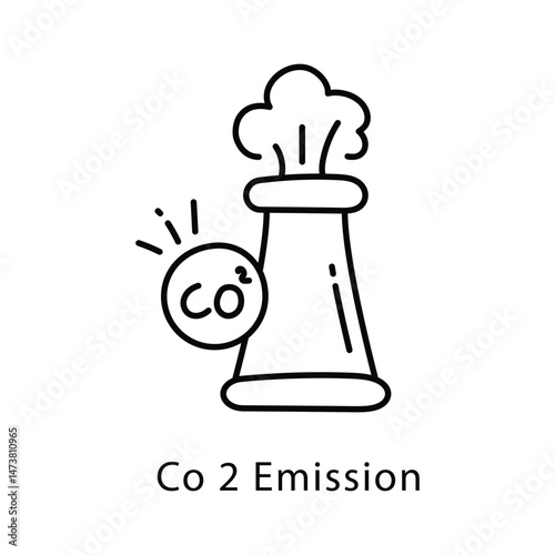 Co 2 Emission Vector Outline style icon. Eps 10 file