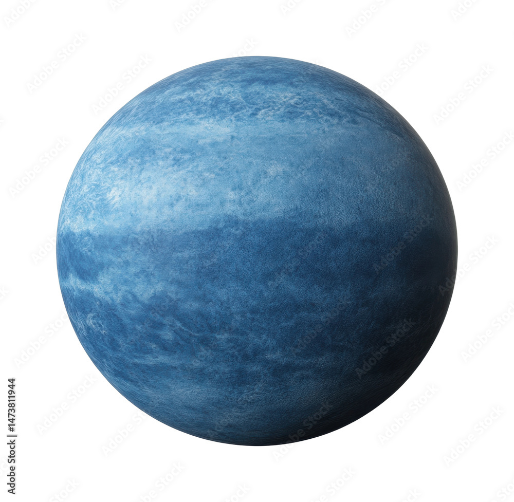 Obraz premium Blue uranus-like gas giant planet with cloud bands in space, cut out - stock png.