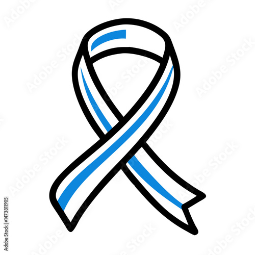 Blue and White Ribbon Symbolizing Hanukkah Celebration  