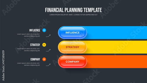 Professional Report 3 Step Infographic Slideshow Template. Creative Development Frame Design Vector Illustration. Consulting Growth Three Option Diagram Slide Layout.