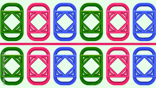 Repeated geometric tiles in the pattern