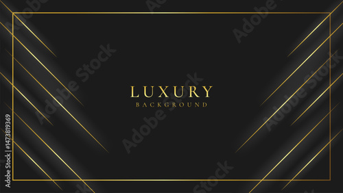 Abstract black and gold luxury vector background with abstract gold dots and shining golden lines.