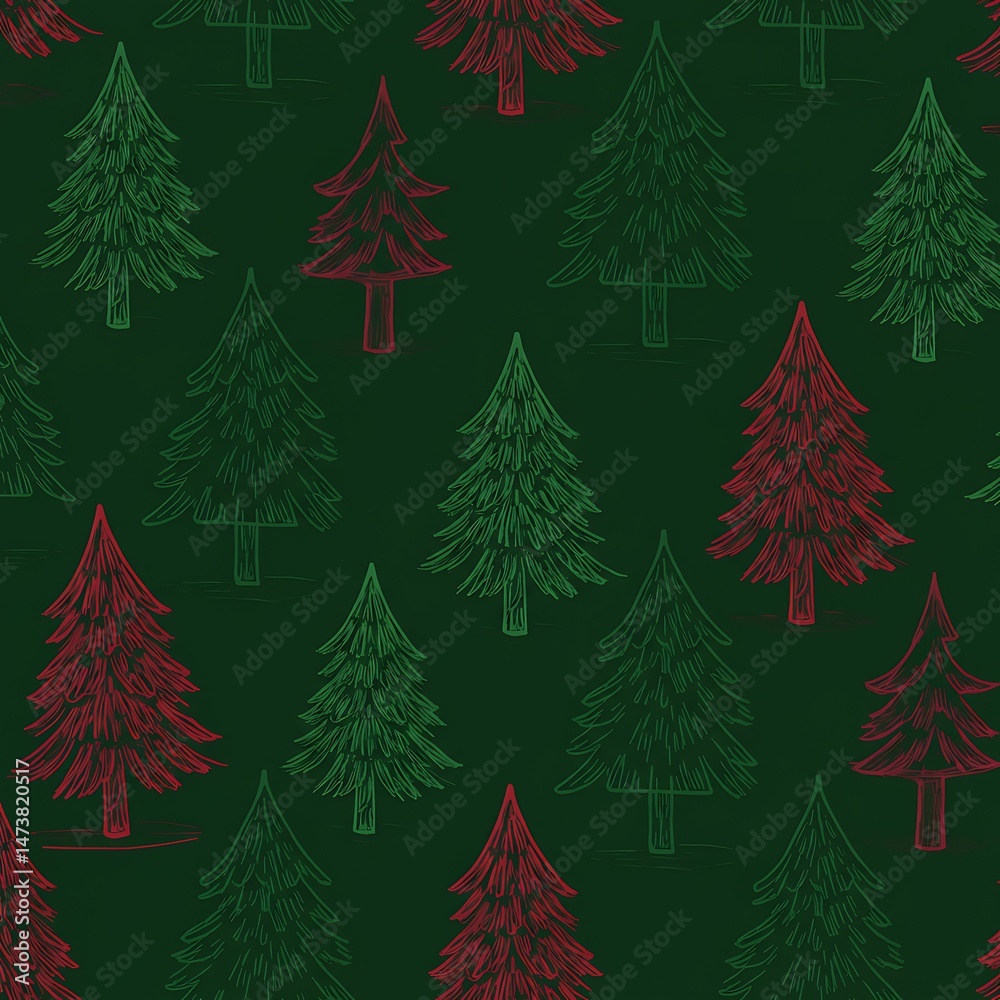 Fototapeta premium Emerald Night, Crimson Pines