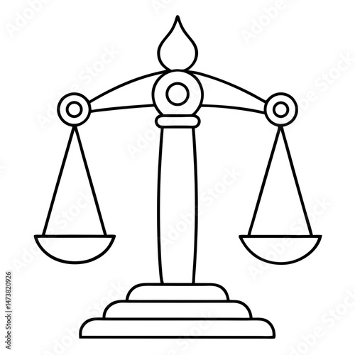 Ancient Scale Outline for History-Themed Coloring Book Page Featuring Vintage Weighing and Balance Elements