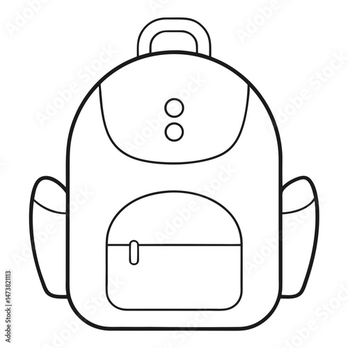 Backpack Outline for Travel and School-Themed Coloring Book Page Featuring Bag and Adventure Elements