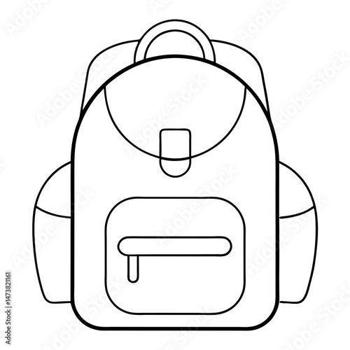 Backpack Outline for Travel and School-Themed Coloring Book Page Featuring Bag and Adventure Elements