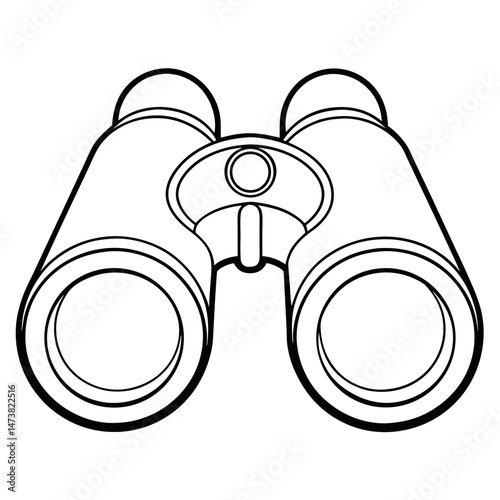 Binocular Outline for Exploration-Themed Coloring Book Page Featuring Outdoor and Observation Elements