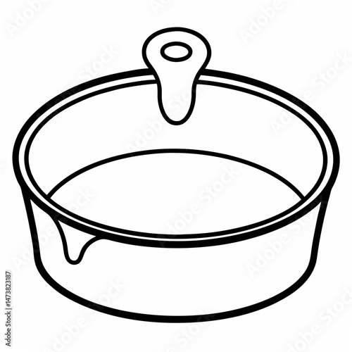 Cake Pan Outline for Baking-Themed Coloring Book Page Featuring Kitchenware and Dessert Preparation Elements