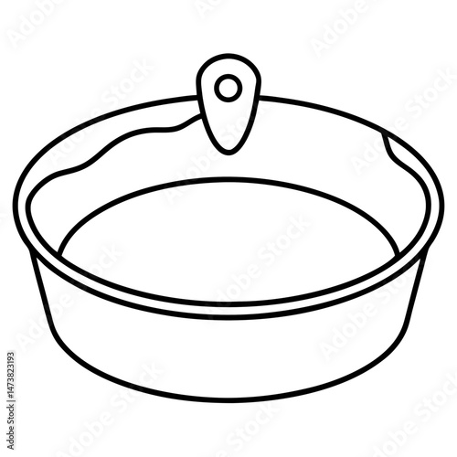 Cake Pan Outline for Baking-Themed Coloring Book Page Featuring Kitchenware and Dessert Preparation Elements