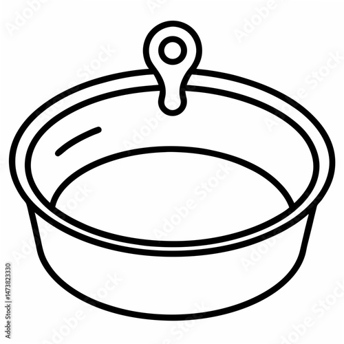 Cake Pan Outline for Baking-Themed Coloring Book Page Featuring Kitchenware and Dessert Preparation Elements