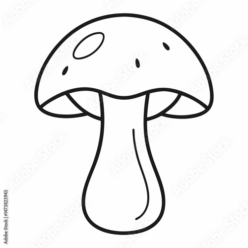 Chanterelle Mushroom Outline for Nature-Themed Coloring Book Page Featuring Forest Fungi and Botanical Elements