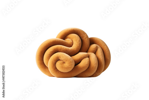 Abstract design of a swirling cloud like form in a warm yellow brown tone against black background