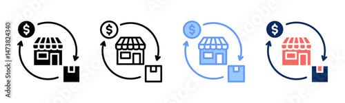 Market Power icon sheet multiple style collection